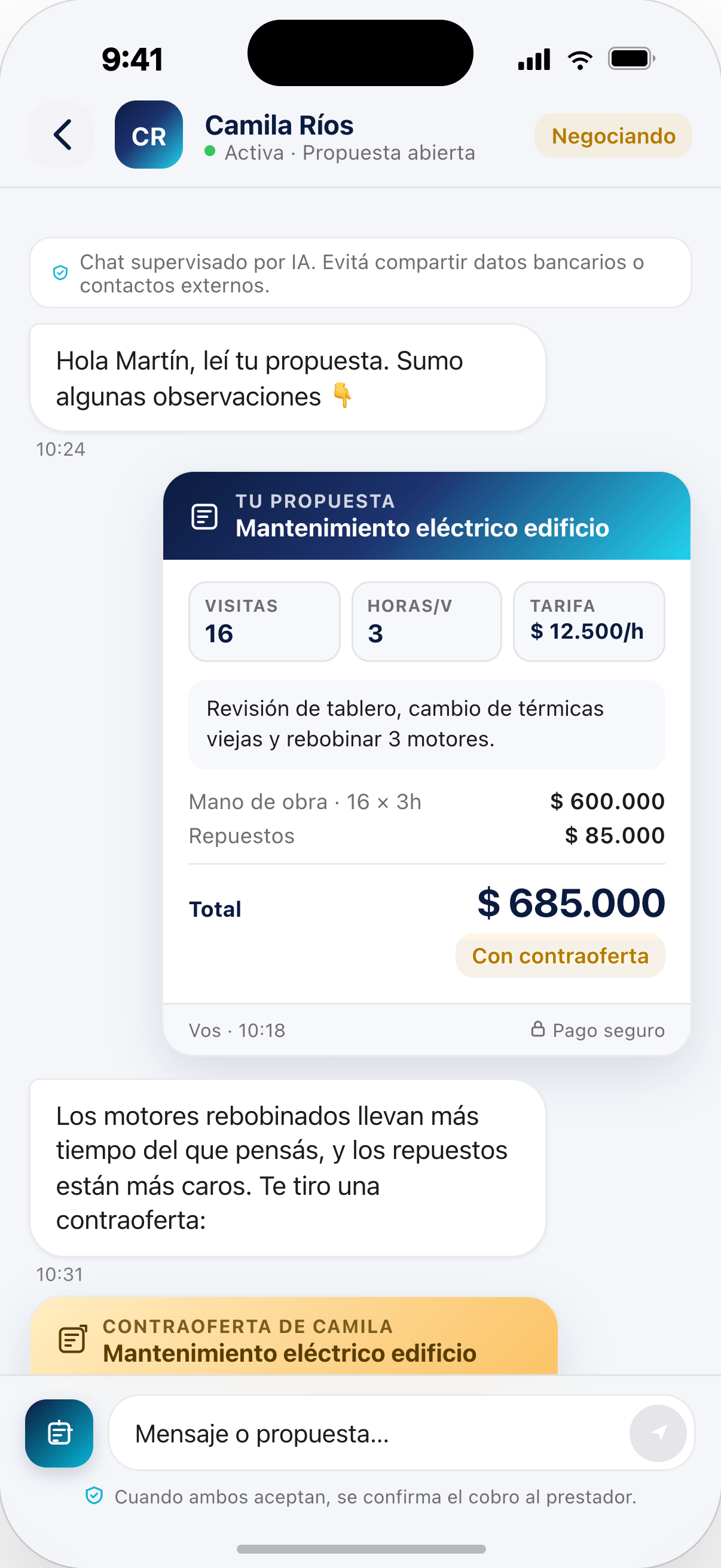 DignApp — chat con el prestador